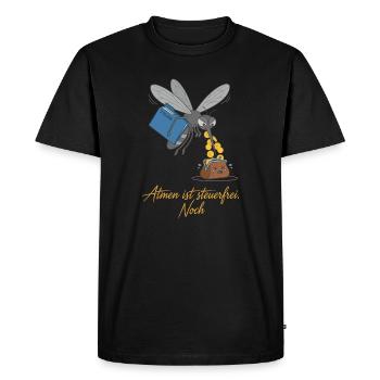 La respiration est exonérée d’impôts. Toujours ! - T-shirt Premium bio Homme - noir - Devant - Nico (187cm)