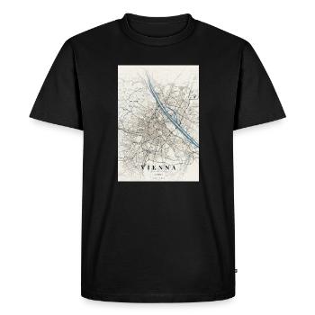 Carte de Vienne : Rues et Blue River - T-shirt Premium bio Homme - noir - Devant - Nico (187cm)