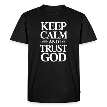 Reste calme et fais confiance à Dieu - T-shirt Premium bio Homme - noir - Devant - Nico (187cm)