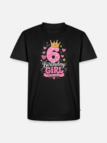 6 Birthday Girl Glitter Crown - Men's Premium Organic T-Shirt - black