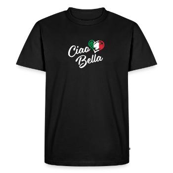 Italian Heart Ciao Bella Script Cute Italia - Men's Premium Organic T-Shirt - black - Front - Nico (187cm)