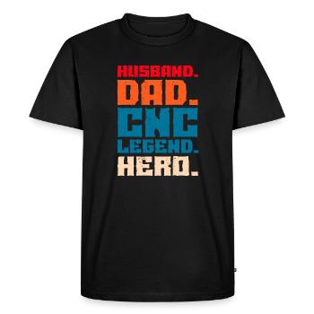 Husband Dad CNC Legend Hero CNC Machinist - Men's Premium Organic T-Shirt - black - Front - Nico (187cm)