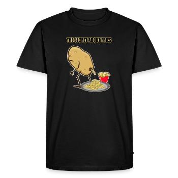 Pommes de terre frites cadeau secret - T-shirt Premium bio Homme - noir - Devant - Nico (187cm)