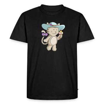 Summer cat cartoon - Men's Premium Organic T-Shirt - black - Front - Nico (187cm)
