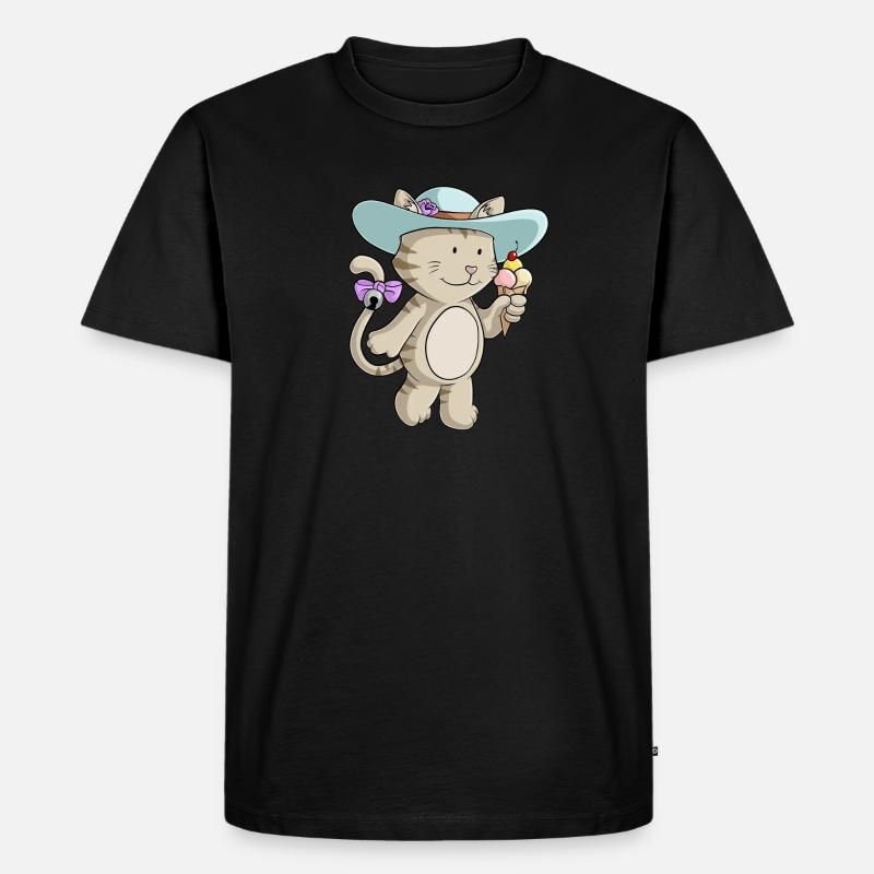 Sommer Katze Comic - Männer Premium Bio T-Shirt - Schwarz