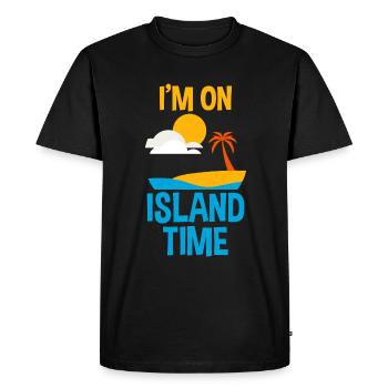 Je suis sur l’île - T-shirt Premium bio Homme - noir - Devant - Nico (187cm)