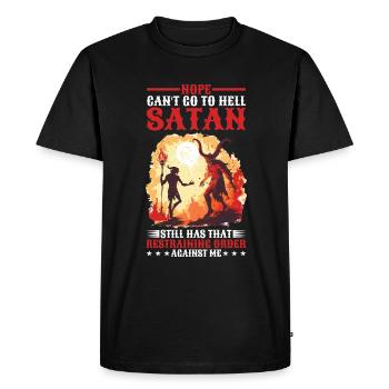 Ne peut pas aller en enfer Satan a une ordonnance restrictive - T-shirt Premium bio Homme - noir - Devant - Nico (187cm)