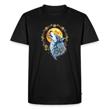 Heart Line Wolf - Moon Art - Men's Premium Organic T-Shirt - black - Front - Nico (187cm)