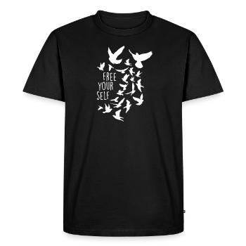pigeons, oiseaux, troupeaux d’oiseaux, colorés, graffitis, gratuit - T-shirt Premium bio Homme - noir - Devant - Nico (187cm)