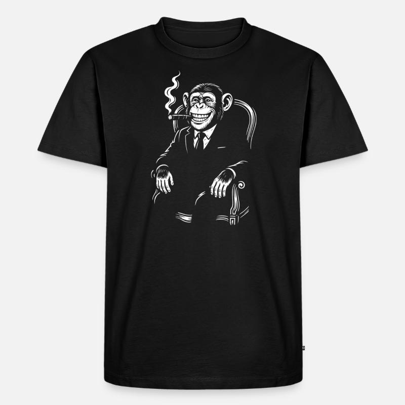 Affe mit Zigarre - Männer Premium Bio T-Shirt - Schwarz