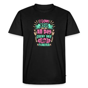 J’aime Jésus toute la journée tous les jours et pour toujours - T-shirt Premium bio Homme - noir - Devant - Nico (187cm)