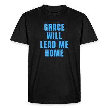 La grâce vous conduira à la maison - Christian - T-shirt Premium bio Homme - noir - Devant - Nico (187cm)