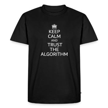 AI Keep Calm - Men's Premium Organic T-Shirt - black - Front - Nico (187cm)