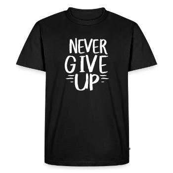 Never give up - T-shirt Premium bio Homme - noir - Devant - Nico (187cm)