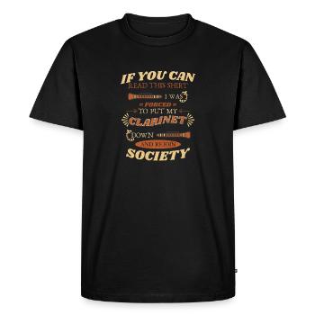 Drôle Clarinette Introverti Rétro Vintage - T-shirt Premium bio Homme - noir - Devant - Nico (187cm)