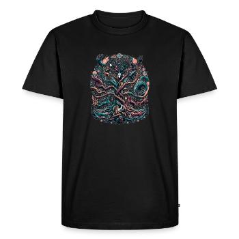 Arbre de vie celtique : Symphonie de la nature - T-shirt Premium bio Homme - noir - Devant - Nico (187cm)
