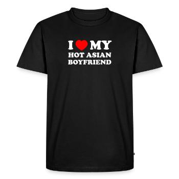 J’aime mon petit ami asiatique chaud - T-shirt Premium bio Homme - noir - Devant - Nico (187cm)