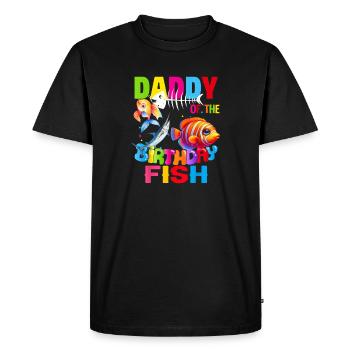Papa de l’anniversaire Pêche Papa Poisson Anniversaire - T-shirt Premium bio Homme - noir - Devant - Nico (187cm)