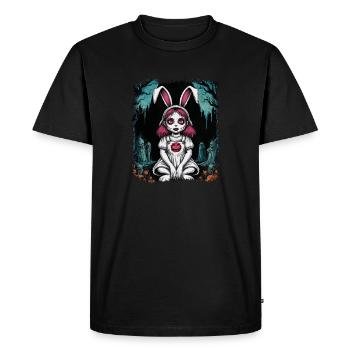 Effrayant Bunny Girl Halloween citrouilles Sourire - T-shirt Premium bio Homme - noir - Devant - Nico (187cm)