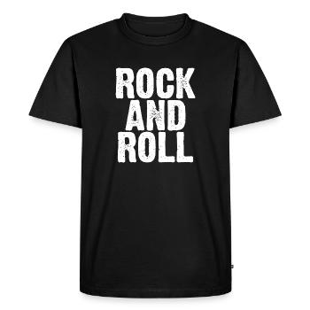 rock and roll bold and distorted logo - Men's Premium Organic T-Shirt - black - Front - Nico (187cm)