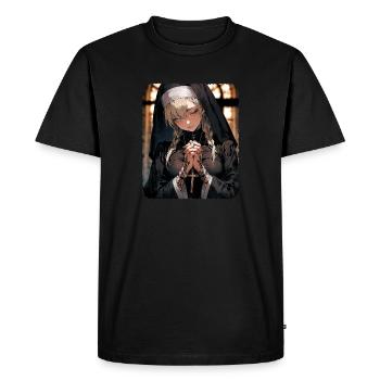 Une belle nonne tatouée aux cheveux blonds anime - T-shirt Premium bio Homme - noir - Devant - Nico (187cm)