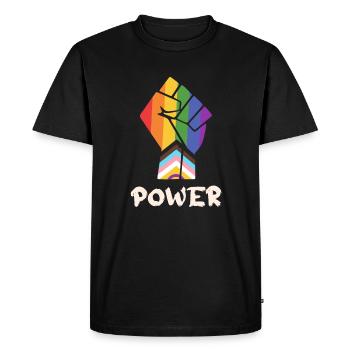 Pride Progress Power Pride Fist for Equality - Men's Premium Organic T-Shirt - black - Front - Nico (187cm)