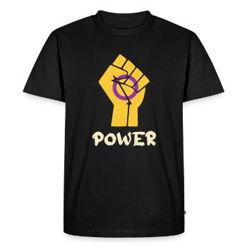 Power Intersex Pride Fist Design for Equality - Men's Premium Organic T-Shirt - black - Front - Nico (187cm)