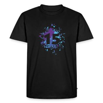 Number 15th Color Splash - Men's Premium Organic T-Shirt - black - Front - Nico (187cm)
