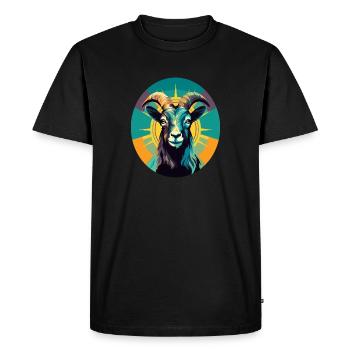 Goat Pop Art - Men's Premium Organic T-Shirt - black - Front - Nico (187cm)