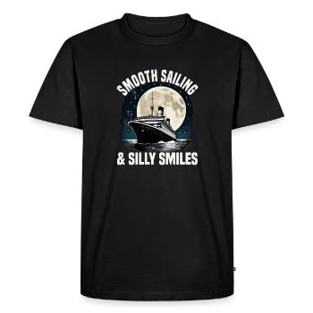 Navigation en douceur et sourires idiots Bateau de croisière - T-shirt Premium bio Homme - noir - Devant - Nico (187cm)