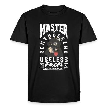 Master of Remembering Useless Facts Funny Cat - Men's Premium Organic T-Shirt - black - Front - Nico (187cm)