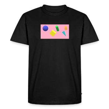 Formes géométriques vibrantes sur fond pastel - T-shirt Premium bio Homme - noir - Devant - Nico (187cm)