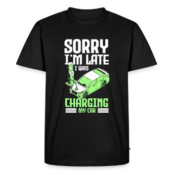 E-Car Tesla Electricity Climate Protection - Men's Premium Organic T-Shirt - black - Front - Nico (187cm)
