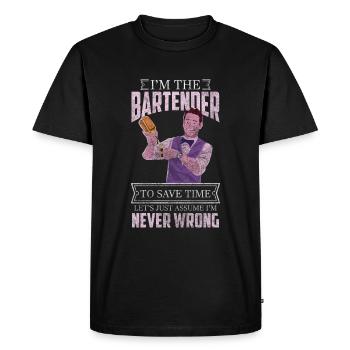 Barman Disco Shaker Humour - T-shirt Premium bio Homme - noir - Devant - Nico (187cm)