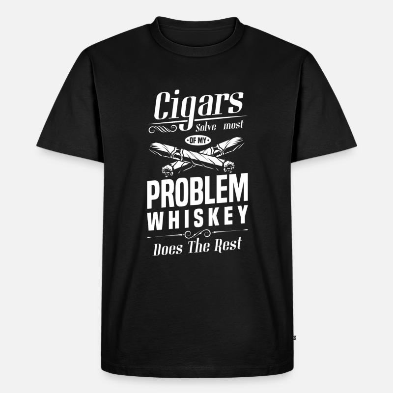 Zigarren Dampfen Whiskey Genuss - Männer Premium Bio T-Shirt - Schwarz