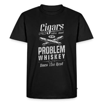 Cigar Smoker Gentlemen Lifestyle Whiskey - Men's Premium Organic T-Shirt - black - Front - Nico (187cm)