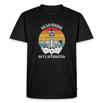 Squelette féminin mort à l’intérieur mais contenant de la caféine - T-shirt Premium bio Homme - noir - Devant - Nico (187cm)