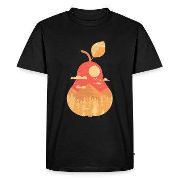Vintage panoramic pear - Men's Premium Organic T-Shirt - black - Front - Nico (187cm)