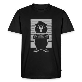Photo d’identité judiciaire de castor - T-shirt Premium bio Homme - noir - Devant - Nico (187cm)