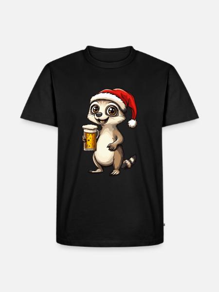 Suricate Bière de Noël Drôle - T-shirt Premium bio Homme - noir