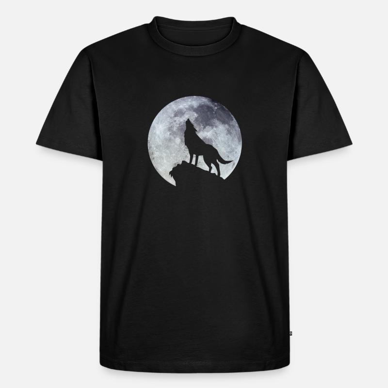 wolf - Männer Premium Bio T-Shirt - Schwarz