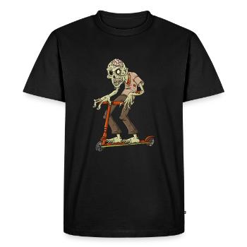 Zombie on scooter - gift idea - Men's Premium Organic T-Shirt - black - Front - Nico (187cm)