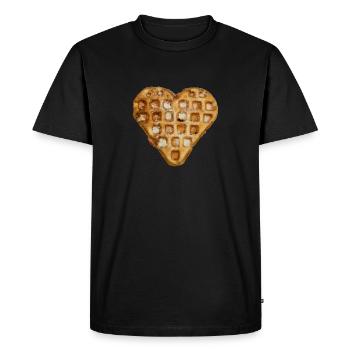 cœur gaufré - T-shirt Premium bio Homme - noir - Devant - Nico (187cm)