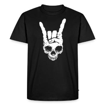 Heavy Metal Rock Doigt tête de mort - T-shirt Premium bio Homme - noir - Devant - Nico (187cm)