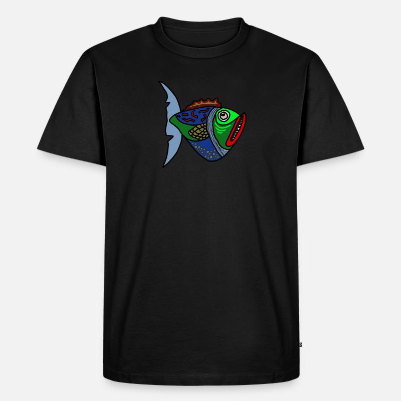 Fisch - Männer Premium Bio T-Shirt - Schwarz