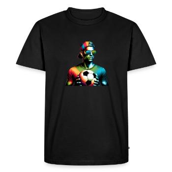 Un gars de football cool prêt pour le jour du match - T-shirt Premium bio Homme - noir - Devant - Nico (187cm)