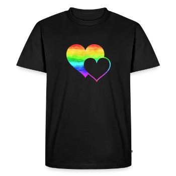 Rainbow heart love - Men's Premium Organic T-Shirt - black - Front - Nico (187cm)