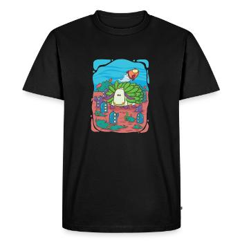 Visite de la ville sous-marine des moutons-feuilles-escargots - T-shirt Premium bio Homme - noir - Devant - Nico (187cm)