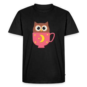 Owl in the cup - Men's Premium Organic T-Shirt - black - Front - Nico (187cm)