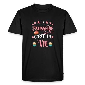 La pâtisserie c'est la vie .cadeau pâtisserie - T-shirt Premium bio Homme - noir - Devant - Nico (187cm)